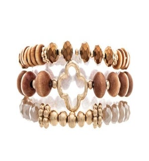 BRACELET/Beads & Clover - 3pc