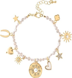 BRACELET/Faux Prl Lucky Charms