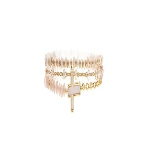BRACELET/Pink Glass & Cross