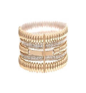 BRACELET/Gold Bead & Cross