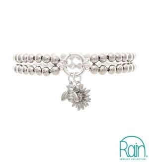 BRACELET/Slvr Flower & Bee
