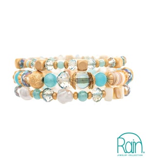 BRACELETSET/Blue & Shell 3pc