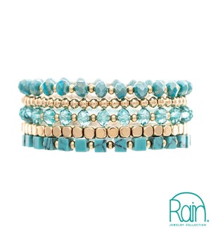 BRACELETSET/Blue Bead 5pc
