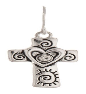EARRING/Heart Center Cross