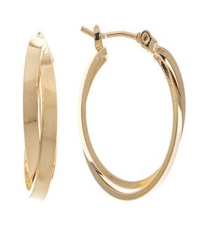 EARRING/Gold Crossover Hoop