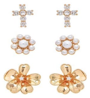 EARRINGSET/Gold Flowers