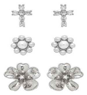 EARRINGSET/Silver Flowers