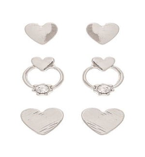 EARRINGSET/Silver Hearts