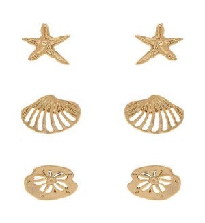 EARRINGSET/Gold Starfish-Shell