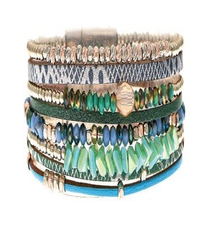 BRACELET/Blue-Green Glass Bead
