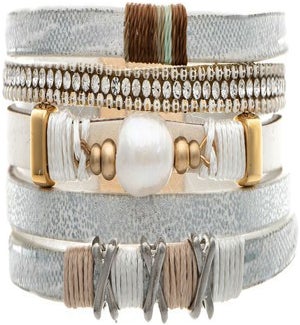 BRACELET/Crystal&Pearl Strappy