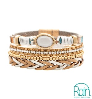 BRACELET/White Gem Braided Row