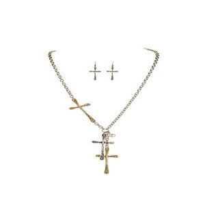 NECKLACESET/Hammered Cross