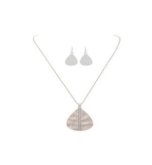 NECKLACESET/Slvr Stripe Tdrop