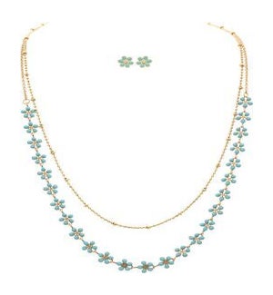 NECKLACESET/Tiny Blue Flowers