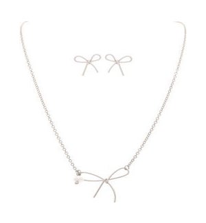 NECKLACESET/Silver Bow Dangle