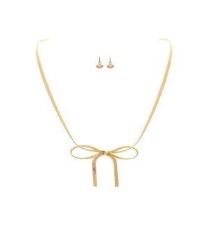 NECKLACESET/Gold Chain Bow