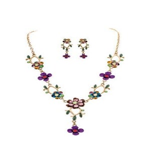 NECKLACESET/Multi Flower Gems
