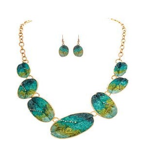 NECKLACESET/Green Shapes