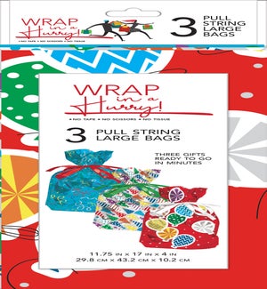 GIFTSACK/Pull String Lg - 3ct