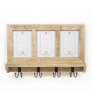 SHELF/4 Hook Mango Wood
