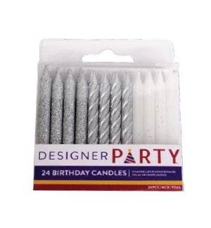 CANDLE/Bday Silver Glitter