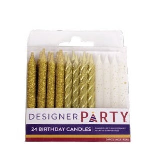 CANDLE/Bday Gold Glitter