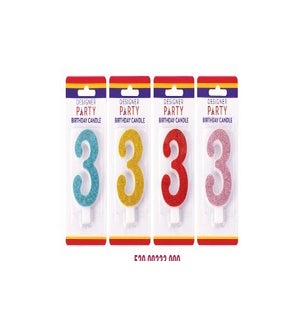 CANDLE/3 Glitter Asst Col