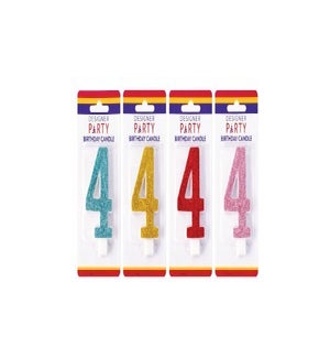 CANDLE/4 Glitter Asst Col
