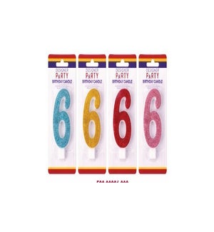 CANDLE/6 Glitter Asst Col