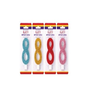 CANDLE/8 Glitter Asst Col