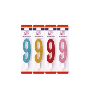 CANDLE/9 Glitter Asst Col