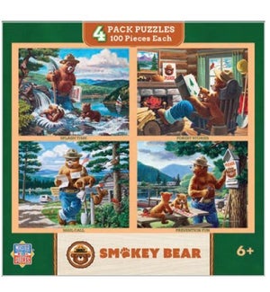PUZZLES/100PC Smky Bear 4-Pack
