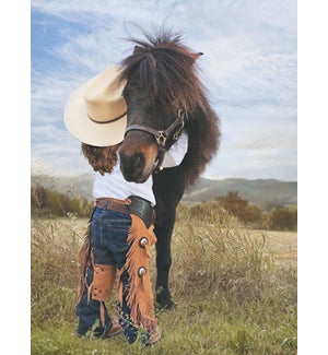 ED/Cowgirl hugging a pony