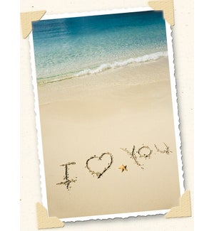 RO/I heart You written in sand
