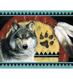 POSTER/Wolf & pair of feathers