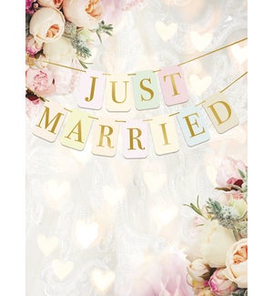 WD/Just Married sign, flowers