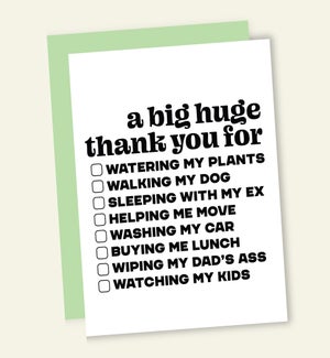 TY/HUGE THANK YOU CHECKLIST