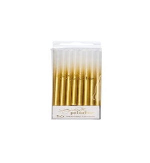 CANDLES/Gold & White - 16pkg