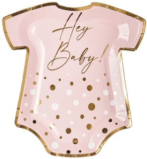 PLATE/Hey Baby - Pink Onesie