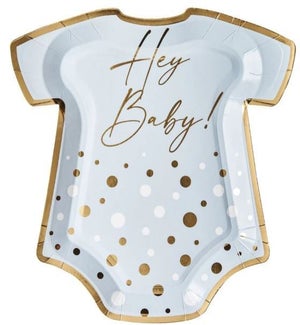 PLATE/Hey Baby - Blue Onesie
