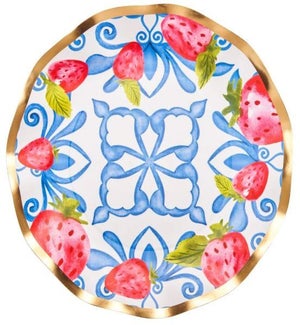 PLATE/Bleu Strawberries - 8"