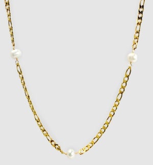 NECKLACE/Pearl + Figaro Chain