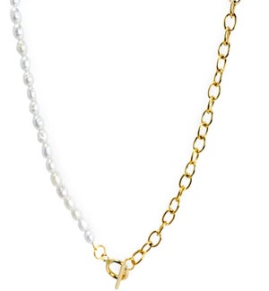 NECKLACE/Pearl + Cable Chain