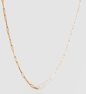 NECKLACE/Pearl Paperclip Chain