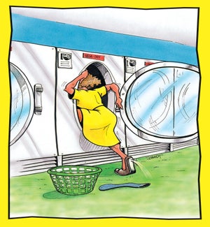 BD/Woman Crawling Into A Dryer