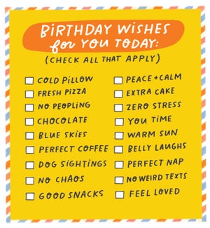 BD/Birthday Checklist