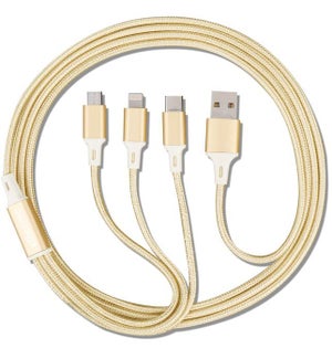 CABLE/3in1 Nylon 6ft - Gold