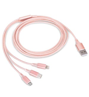 CABLE/3in1 Nylon 6ft-Rose Gold