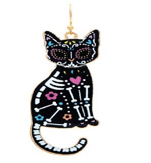 EARRING/Calavera Cat Black